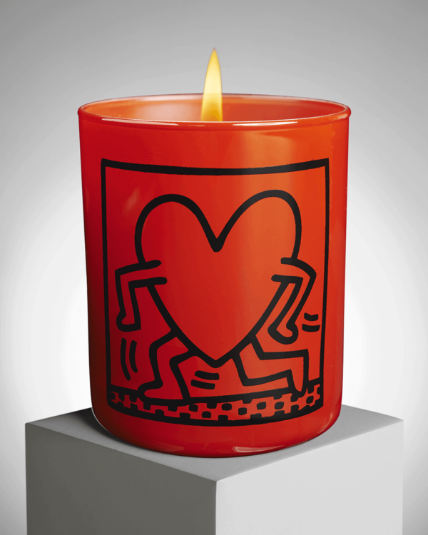Keith Haring Red Running Heart candle