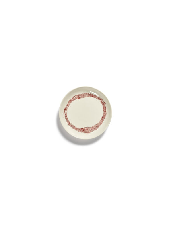 צלחת קינוח לבן ואדום (4 יח')