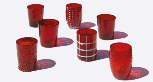 סט 6 כוסות מעורב אדום